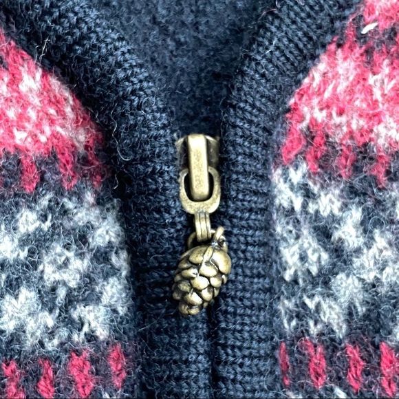 Herman Geist Nordic Wool Fair Isle Pinecone Full Zip Vest Size L - Picture 2 of 6